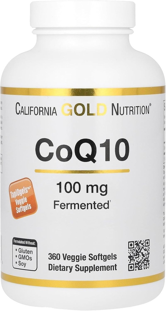 California Gold Nutrition CoQ10 100 mg, Coenzima Q10 Ubichinonă USP, Susţine funcţia mitocondrială, 360 Veggie Softgels