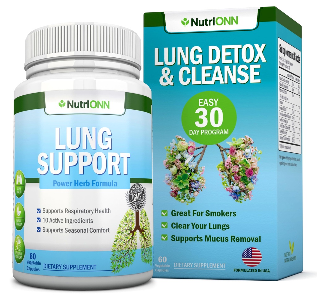 Lung Detoxifiere și Cleanse - Mare pentru fumatori - Putere suplimentară - 100% Suplimente Herbal Lung Sănătate - Mucus Îndepărtare Suport - Promovează sănătatea respiratorie - Mod natural de a păstra plămânii clar