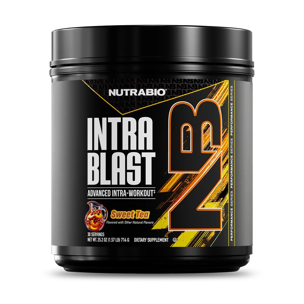 NutraBio Intra Blast Bcaa Pulbere Aminoacid Supliment, Electrolit & Hidratare Blend, Intra, Pre Antrenament & Recuperare musculară, 20g Eaa Amino Acids Pulbere, 5g Glutamina- Ceai dulce, 30 Servire