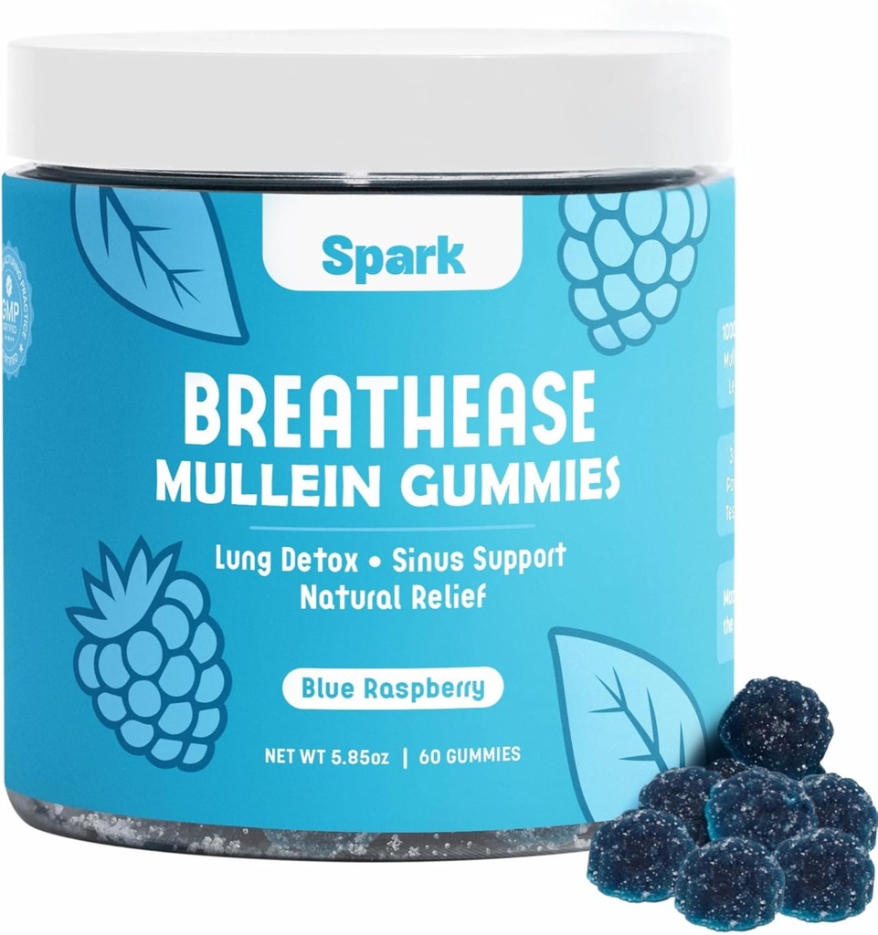 Mullein Gummies pentru Plămâni - Lung Detox Gummies - Zilnic de asistență pentru sănătatea respiratorie - Curățare pentru fumatori - Alergie, Sinus, și Mucus Ajutor - Mullein Leaf Extract pentru Plămâni