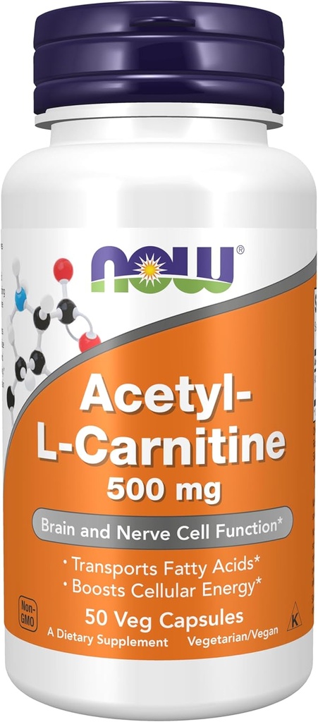 ACUM Alimente Suplimente, Acetil-L Carnitină 500 mg, Aminoacid, Brain and Nervi Cell Function*, 50 Veg Capsule