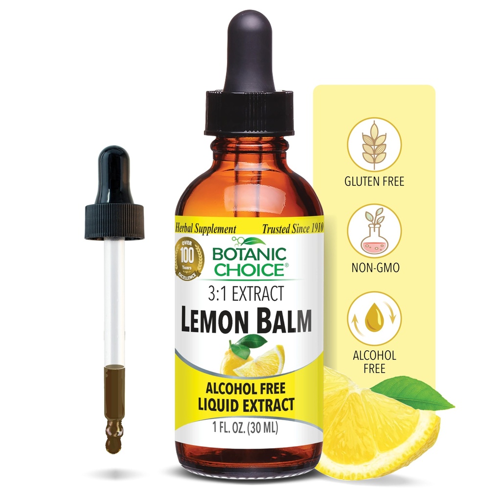 Alegerea botanică Lemon Balm Extract lichid, alcool liber, gluten suport gratuit-Tradițional pentru tranchilitate-Fast Acting 1 lichid Oz