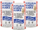 Yerba Prima Psyllium Husk, 12 Ounce (Pachet de 3) - Whole Husk Fiber Supplement for Regularity, Colon Cleansing, Natural Support for Gut Health, Non GMO, Gluten Free, Vegan, No Sweeteners