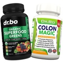 Superalimente organice Verzi și Suplimente de fructe - Colon Cleanse Detox Formula pentru balonare intestinală - Green Veggie pulbere Blend legume alimentare și constipație Relief Gut, burtă, stomac