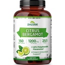 Zazzee Citrus Bergamot 25:1 Extract 1200 mg, 40% Flavanone polifenolice, 150 capsule Vegan, Kosher, concentrat și standardizate 25X Potență, non-GMO și All-Natural, Made in the USA