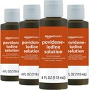 Basics Primul Ajutor Antiseptic, 10% Povidonă Soluţie Iod, 4 Ounces fluide, 4-Pack (Precedent Solimo)
