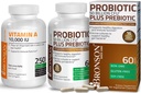 Probiotic Bronson 50 Miliarde CFU + Prebiotic cu polifenoli de mere și extract de fructe de ananas + vitamina A 10000 UI Formula premium non-GMO