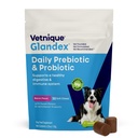 Vetnique Glandex Probiotice zilnice pentru câini cu prebiotice pentru a sprijini sanatatea Gut cu Enzime Fibra si Digestive, Chews Probiotic sau Powders (30ct Chews, Bacon Chews)