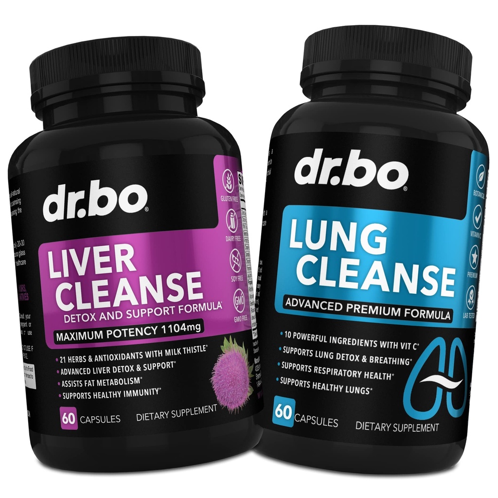 DR. BO Ficat Cleanse & Lung Suport pastile - Herbal Cleanser Formulas pentru a sprijini ficatul si sanatatea pulmonara