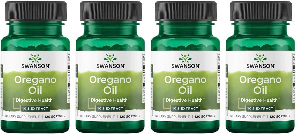 Swanson Ulei Oregano 10:1 Extract - Supliment natural Promovarea sanatatii digestive si suport respirator - Suporturi Sistemul gastrointestinal si sanatatea tractului urinar - (120 Softgels, 150mg Fiecare) (4 Pack)