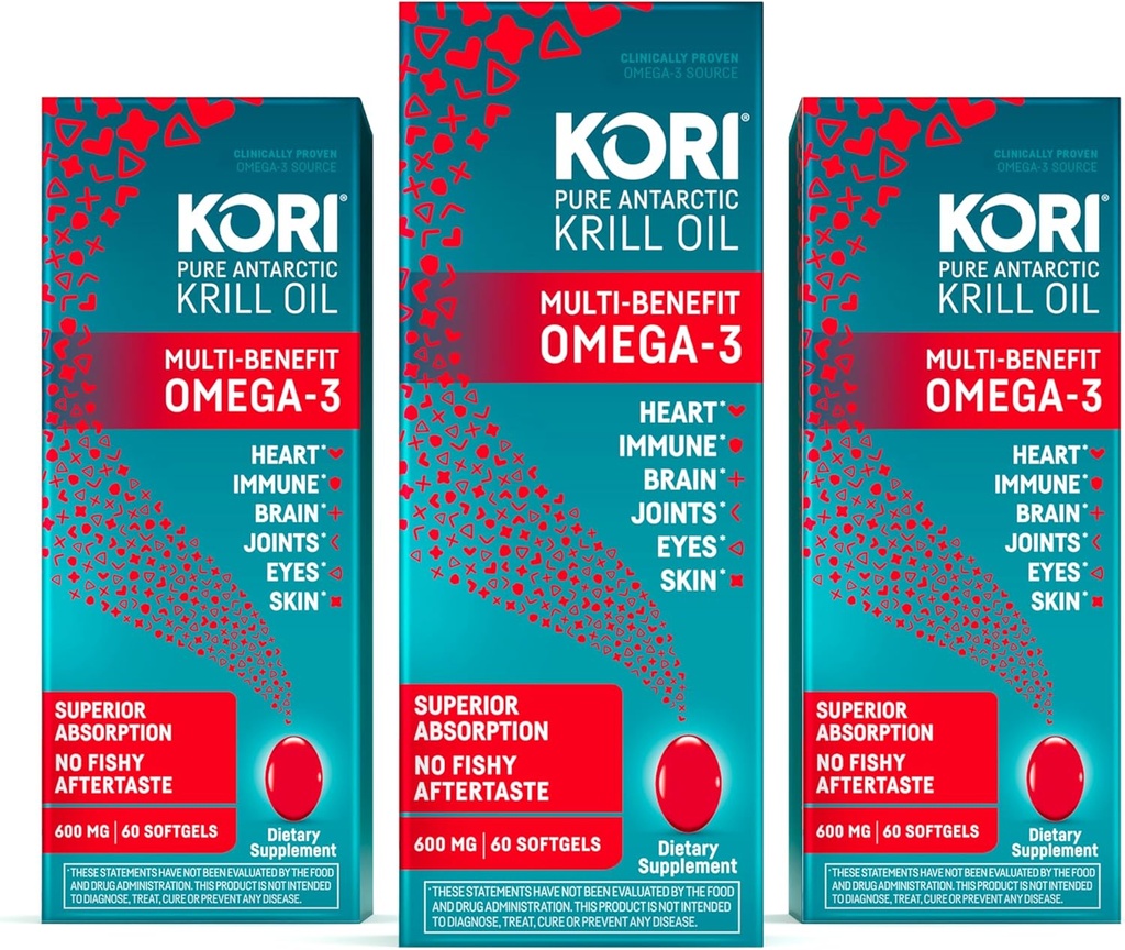 Kori Krill ulei Omega 3 supliment superior de ulei de absorbţie, EPA & DHA, 600 mg, 180 Softgels