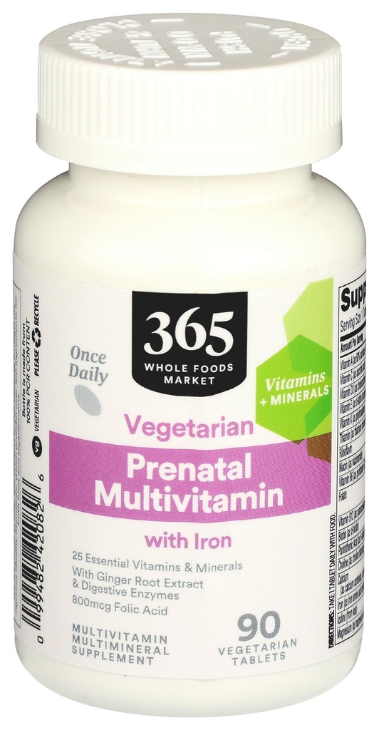 365 de Whole Foods Market, Multivitamine prenatale cu fier, Vegetarian, 90 Conte