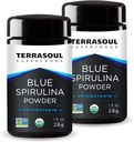 Terrasoul Superfoods Blue Organic Spirulina Powder (in Miron Glass Jar) : 2 Oz (2 Pack)