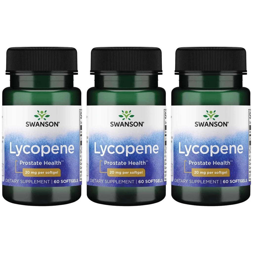 Swanson Lycopene - Suplimentul natural promovarea sanatatii prostate, sanatatea inimii, si suporta presiunea sangelui in intervalul normal - Mens Health Supplement - (60 Softgels) 3 Pack
