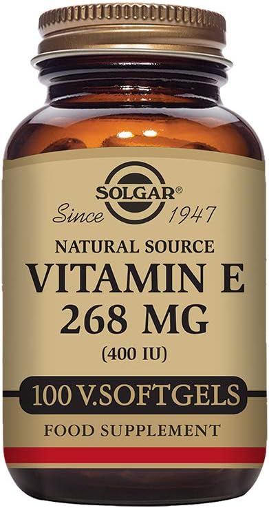 Solgar Vitamina E 268 mg (400 UI), 100 Vegetarian Softgels - Antioxidant natural, Skin & Immune System Support - Vitamina natural-sursa E - Non-GMO, Vegan, Gluten Free, Dairy Free - 100 Servings