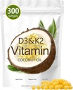 Vitamina D3 K2 Softgel, D3 K2 Vitamina 10000 UI, 10000 UI VIT D3 + 200 MCG Vitamina K2, fără OMG-uri, Gluten, Soy, Bone Health, Sprijină Absorbţia calciului, 300 Geluri