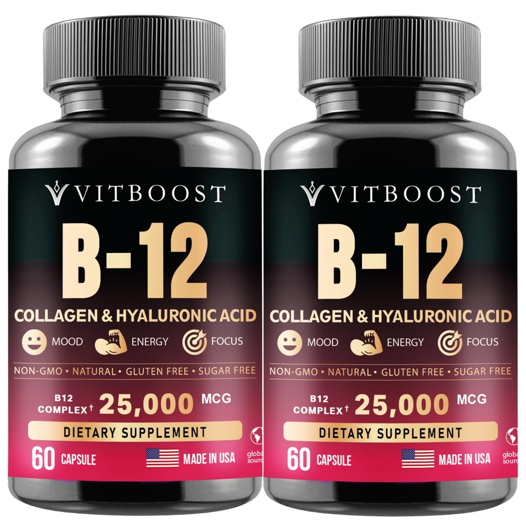 B12 Methylcobalamină cu acid hialuronic, colagen, și Folate 