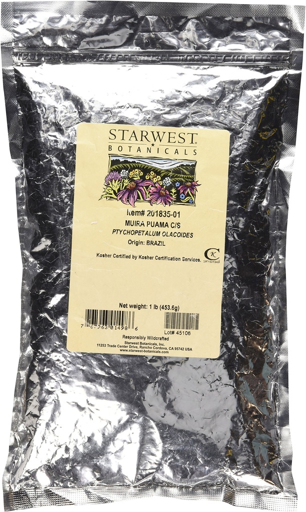 Muira Puama Cut & Sifted - Ptychopetalum olacoides, 1 lb;