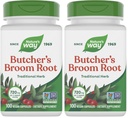 Nature's Way Butcher's Broom Root, Tradiţional Leg Vein Support*, 100 Vegan Capsules (Pachet de 2)