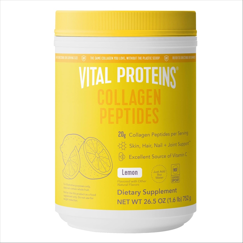 Proteine vitale Colagen Peptides Powder, Promoveaza parul, unghii, piele, Bone and Joint Health, Lemon 26,5 Ounce