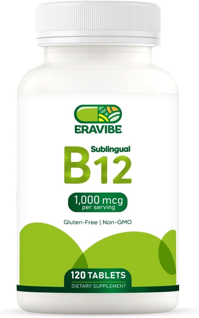 Vitamina B12 1000 mcg, 120 comprimate, aroma de cireșe naturale, gluten-free, non-GMO, zahăr fără, Distilare rapidă