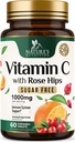 Vitamina C Chemable 1000mg - Antioxidanti de putere suplimentara pentru suport imunitar puternic w/Vitamina C & Rose Hips - Potent Dietary VIT C Chews Supliment, Aroma de portocale naturale, Vegan, Non-GMO - 60 comprimate