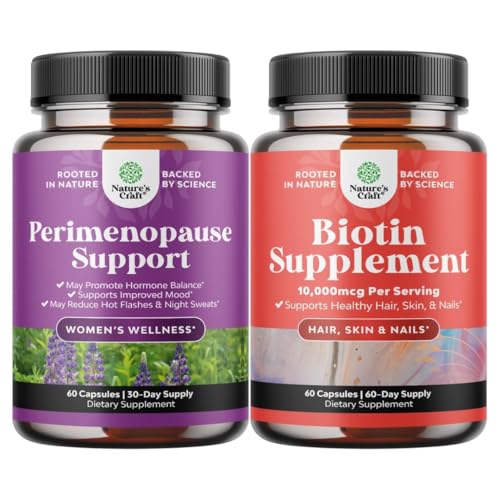 Bundle de perimenopauza Supliment pentru femei -Multi Benefit Menopauza Ajutor pentru femei şi pastile Biotin pur pentru femei Bărbaţi - Opriţi pierderea părului Thinning Supliment natural pentru stralucitoare creşterea părului gros