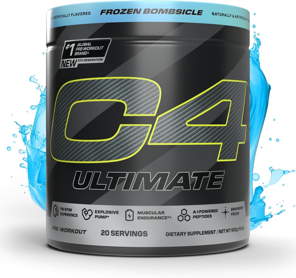 Cellucor C4 Ultimate Pre Workout Pulbere - Sugar Free Preworkout Suplimentul de energie pentru bărbați și femei - 300mg Cafeina + TeaCrine + Dinamină + Creatină - Bombsicle congelate, 20 Serviri