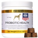 PetScy - Probiotic Chews pentru câini, Probiotic pentru câini de toate vârstele, Dimensiuni & Rase cu fibre prebiotice și Omega-3 pure 