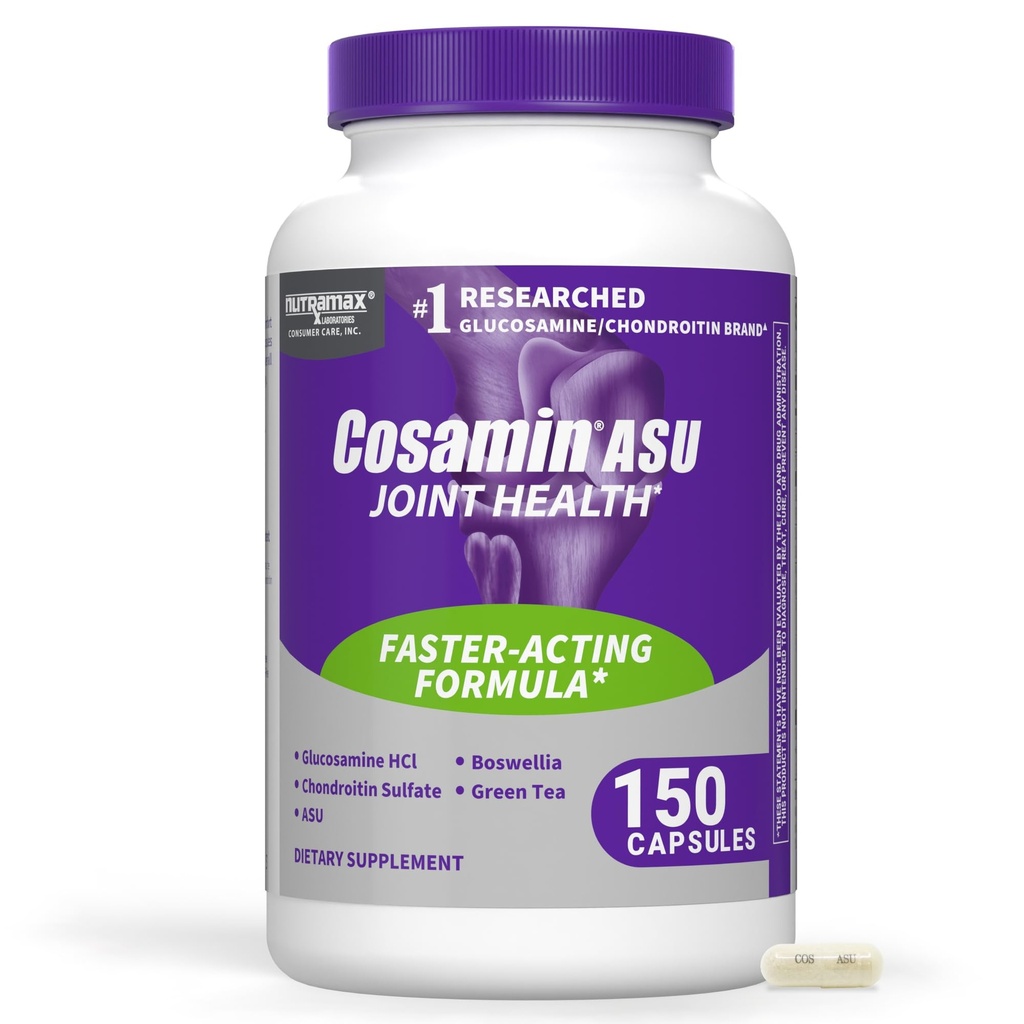 Nutramax Laboratories Cosamin® ASU Supliment comun de sănătate cu glucosamină, Chondroitin & ASU pentru bărbaţi şi femei sănătate comună, 150 capsule