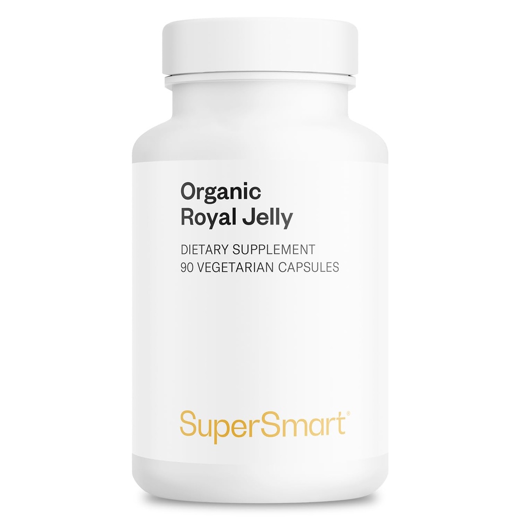 Supersmart - Organic Royal Jelly 300mg pe zi (High Putere 4% 10-HDA) - Freeze-Dryed Royal Jelly Supplement 