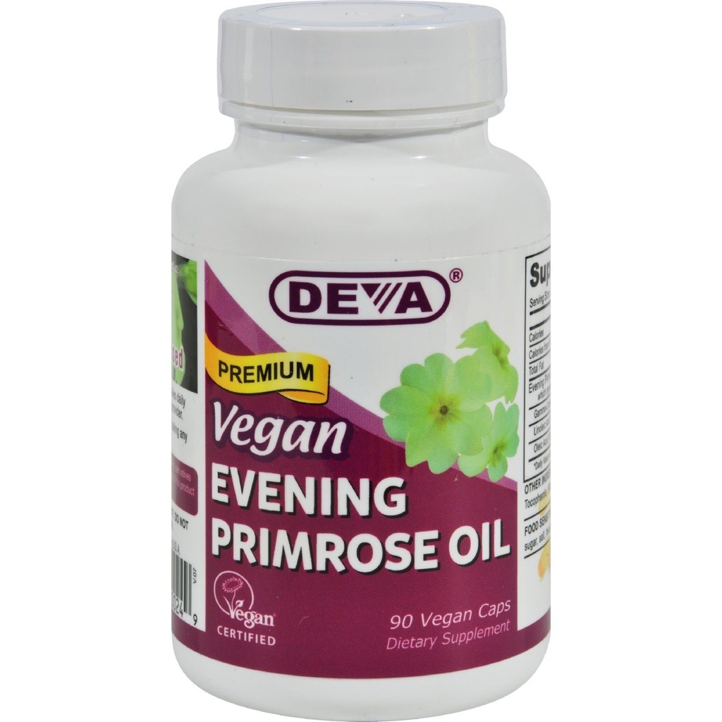 Deva Vegan Evening Primrose Ulei - Nerafinat - presat rece - Gluten gratuit - 90 capsule Vegane (Pachet de 2)