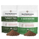 Ciuperci reale Turcia Coada (45g) și 5 Apărători (45g) Mushroom extract pulbere Bundle - supliment ciuperci pentru puterea imună - Vegan, non-OMG Imunitate Supliment