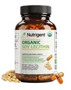 USDA Organic Soy Lecithin Supliment 800 mg, capsule lichide de înaltă absorbţie, Choline Lecithin Supliment pentru Brain & Liver Health Support, Non-GMO, Gluten Free, 60 Conte