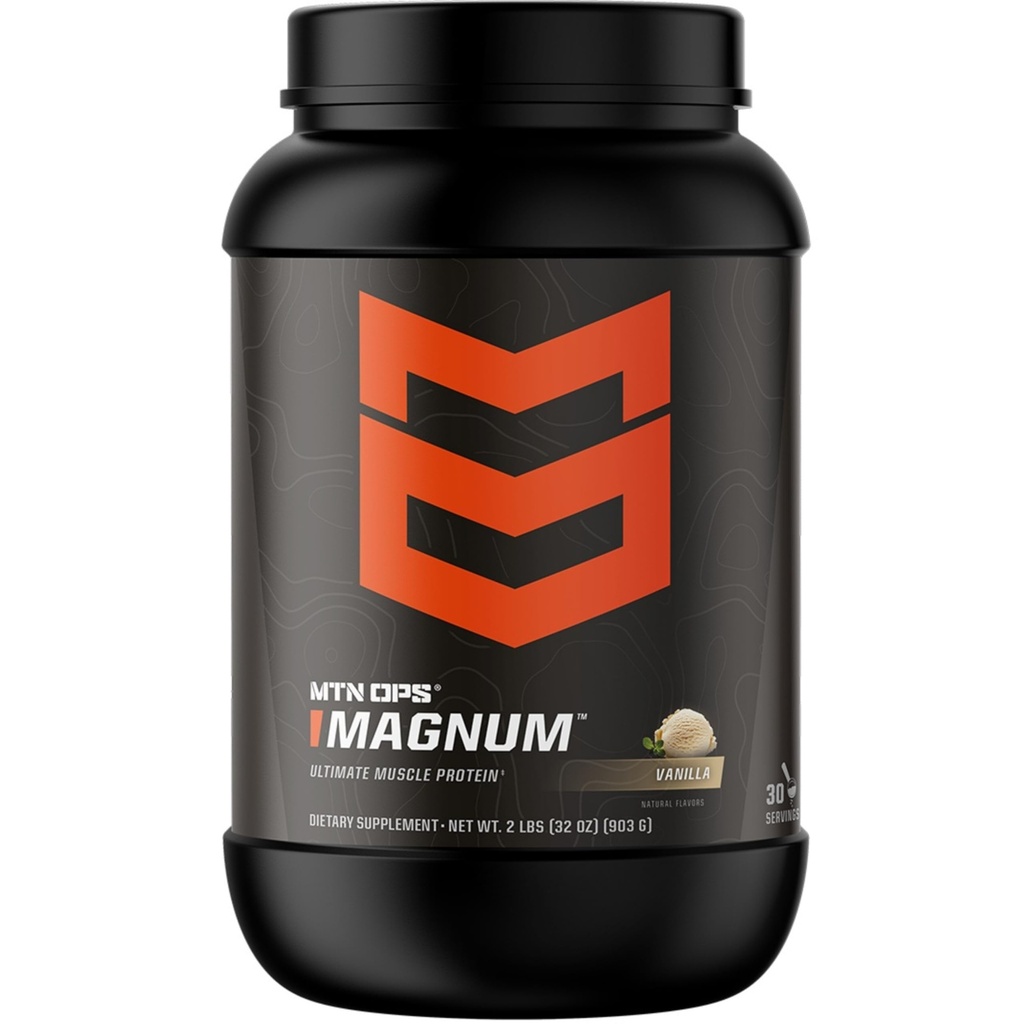 MTN OPS Magnum Vanilla Proteine Powder, 23g de Whey Izolate Proteina si Lapte Proteina cu BCAAs, Zero Zahăr & Gluten gratuit, Vanilla Milkshake, 30-Serving Tub
