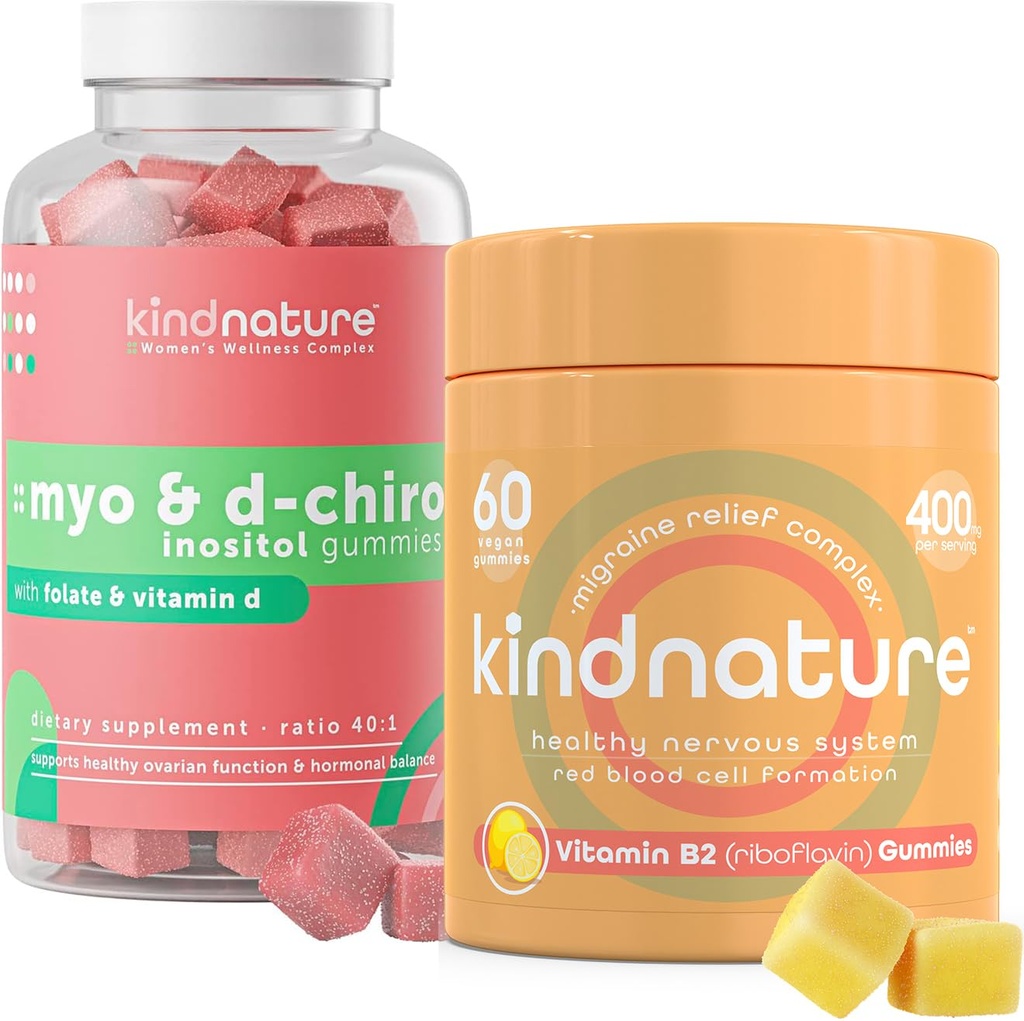 natura natura Myo-Inositol & Vitamina B2 Wellness Bundle - Echilibru hormonal, Migrene Relief & Energy Support Gummies
