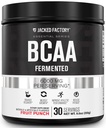 Fabrica Jacked BCAA pulbere (Fermented) - 6g ramificat lant esential Aminoacid Supliment pentru ameliorarea recuperării musculare, Oboseală redusa, Putere crescuta, crestere musculara - 30 Serviri, Punch de fructe
