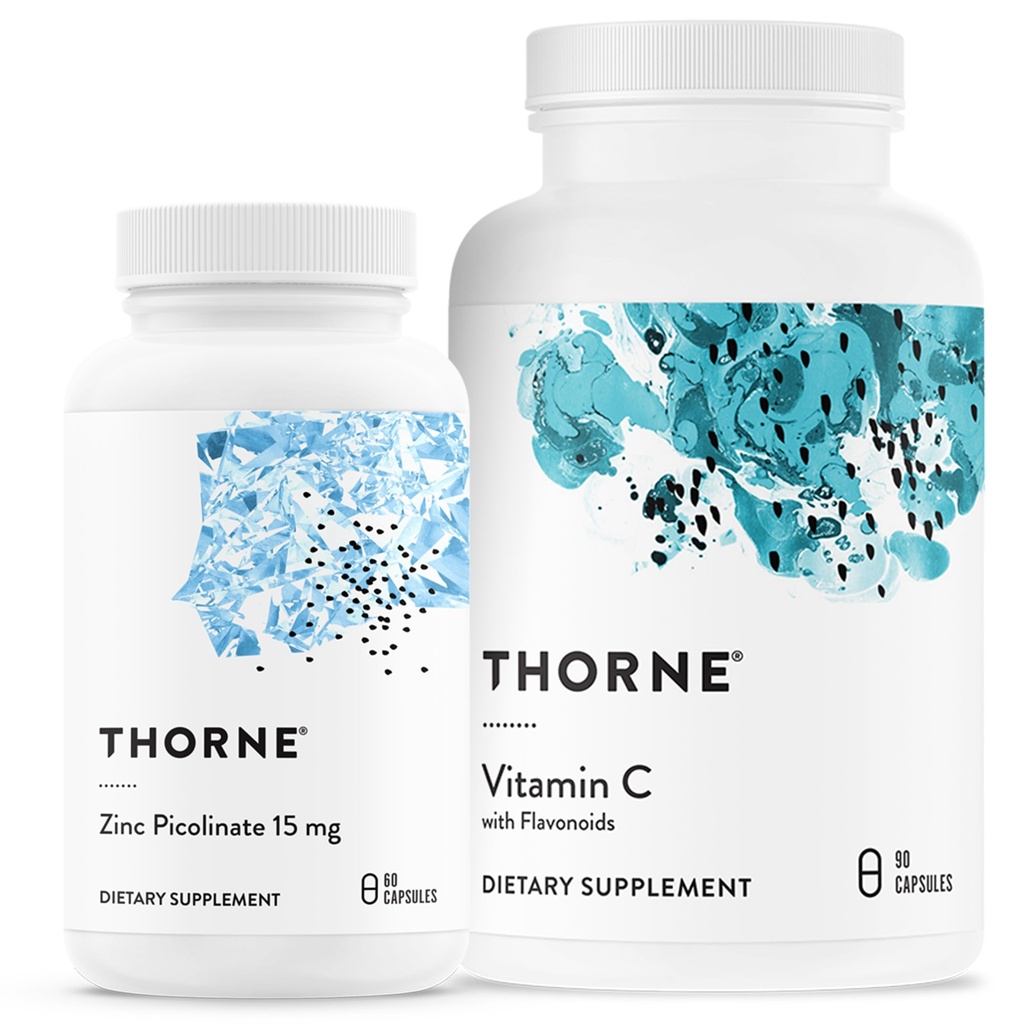 THORNE - Suport imunitar Bundle: Capsule de zinc Picolinat și vitamina C - 60 Servings