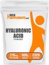 BulkSupplements.com Pulbere de acid hialuronic - sub formă de Hyaluronat de sodiu, suplimente de acid hialuronic - Grad alimentar, gluten fără - 215 mg per Serving, 500g (1.1 lbs) (Pachet de 1)