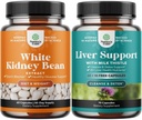 Bundle de naturale alb rinichi Bean Extract - Digestive Sănătate Dietica Fibră și Suplimentul de antrenament și ficat Cleanse și dezintoxicare Formula - Herbal Liver Supplement with Milk Thistle