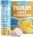 Nuun Daily Electrolyte tablete cu magneziu, calciu, potasiu, clorura & sodiu, gluten gratuit, zahăr gratuit, & Vegan, aromă de lămâie, 8 ambalaj (80 Servings Total)