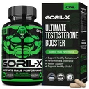 GORIL-X Testosteron Booster pentru bărbaţi - Antrenament Testosteron Supliment - Măreşte dimensiunea, Putere & Energie - 1000mg Masculi de creştere Horny Goat buruienilor - Maca Root, Tongkat Ali & Tribulus Terrestris 60 Caps