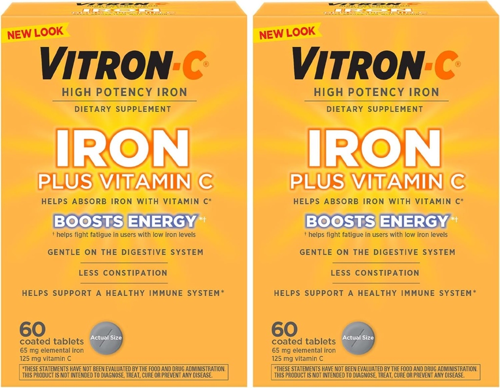 Vitron-c Suplimente de fier cu potenţă mare 60 Ct (Pachet de 2)