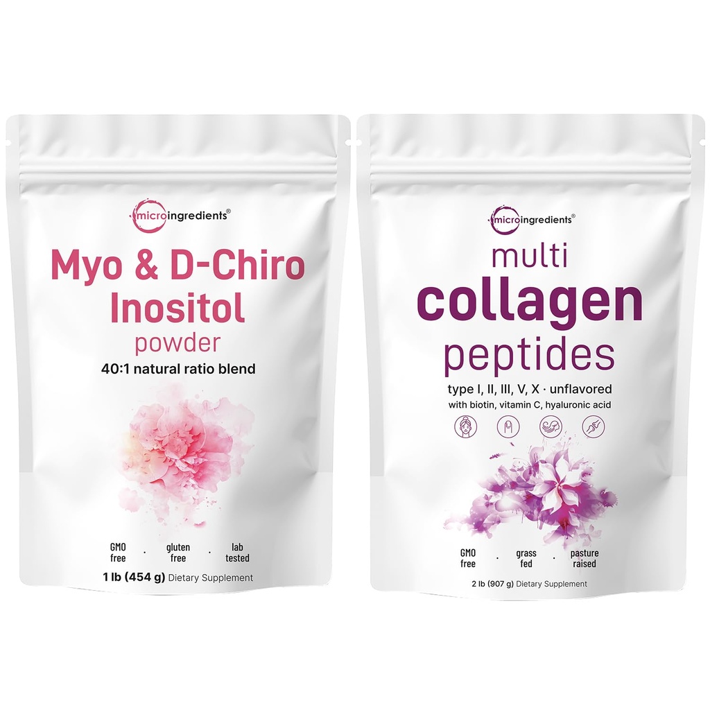 Micro Ingrediente Multi Colagen Pudră de proteine 2lbs & Myo & D-Chiro Inositol pulbere Bundle 2 Pachet de 2 