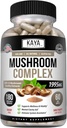 Kaya Naturals Premium Mushroom Complex Potent - Mushroom Supplement - Mushroom Complex Capsule 1995mg Per Serving - SIDA Claritatea mintală susține sistemul imunitar, Wellness & Vitality - 180 Conte