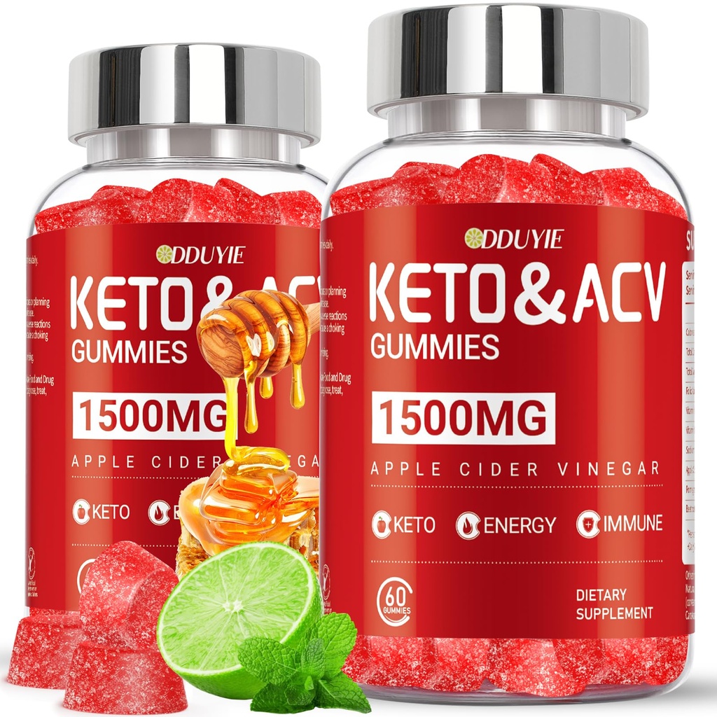 Keto ACV Gummies - 1500mg Oţet de cidru de mere Gummie cu rodie Beetroot & Vitamina B12 B6 - Lemon Honey Flavor - pentru bărbaţi şi femeie - OMG gratuit & Vegan - 120 Conte