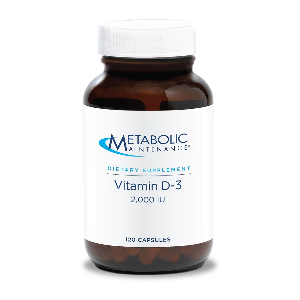 Întreţinere metabolică Vitamina D-3 2000 UI - Absorbţie superioară D3 cu vitamina C - Bone, Imun, Mood + Supplement de susţinere cardiovasculară, fără umplutură (120 capsule)
