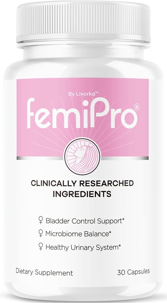 LIVORKA FemiPro pastile de control al vezicii urinare - capsule FemiPro originale, Femi Pro de control al vezicii urinare Suplimentul de suport, Probitic pastile FemiPro pentru recenzii generale de sănătate și wellness, 30 capsule pentru 1 lună
