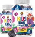 SUNNY SAM Gummies de fier pentru copii și adolescenți - 10mg vitamine cu vitamina C - Low-Sugar Gummy Supliment de fier mestecabil pentru suport imunitar, susține producția de celule roșii din sânge pentru copii și adolescente
