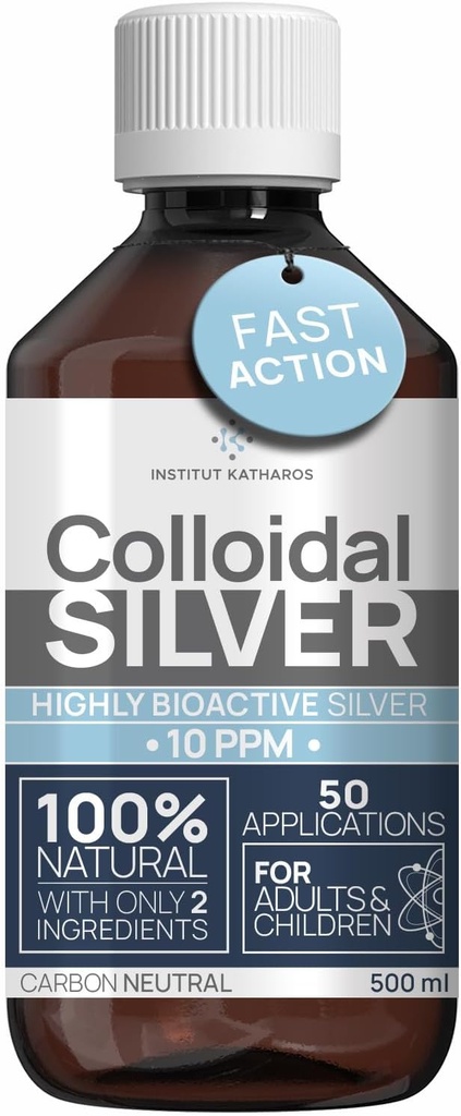 Lichid de argint coloidal 8 fl oz 10 PPM - Hidrosol Bioactive Silver Water - Suport Imun natural Nano Sol Solutie Supliment - Minerale ionice de calitate - Argint organic structurat